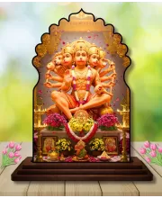 Car Dashboard/Table Top Lord Hanuman Wooden Temple Photo Stand  3x4 Inches, Compact & Stylish Spiritual Display For Car, Home & Office (Pack Of 1) (F22606)
