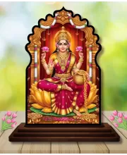 Car Dashboard/Table Top Goddess Laxmi Wooden Temple Photo Stand  3x4 Inches, Compact & Stylish Spiritual Display For Car, Home & Office (Pack Of 1) (F22612)