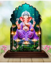 Car Dashboard/Table Top Lord Balaji Wooden Temple Photo Stand  3x4 Inches, Compact & Stylish Spiritual Display For Car, Home & Office (Pack Of 1) (F22615)