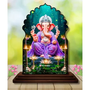 Car Dashboard/Table Top Lord Balaji Wooden Temple Photo Stand  3x4 Inches, Compact & Stylish Spiritual Display For Car, Home & Office (Pack Of 1) (F22615)