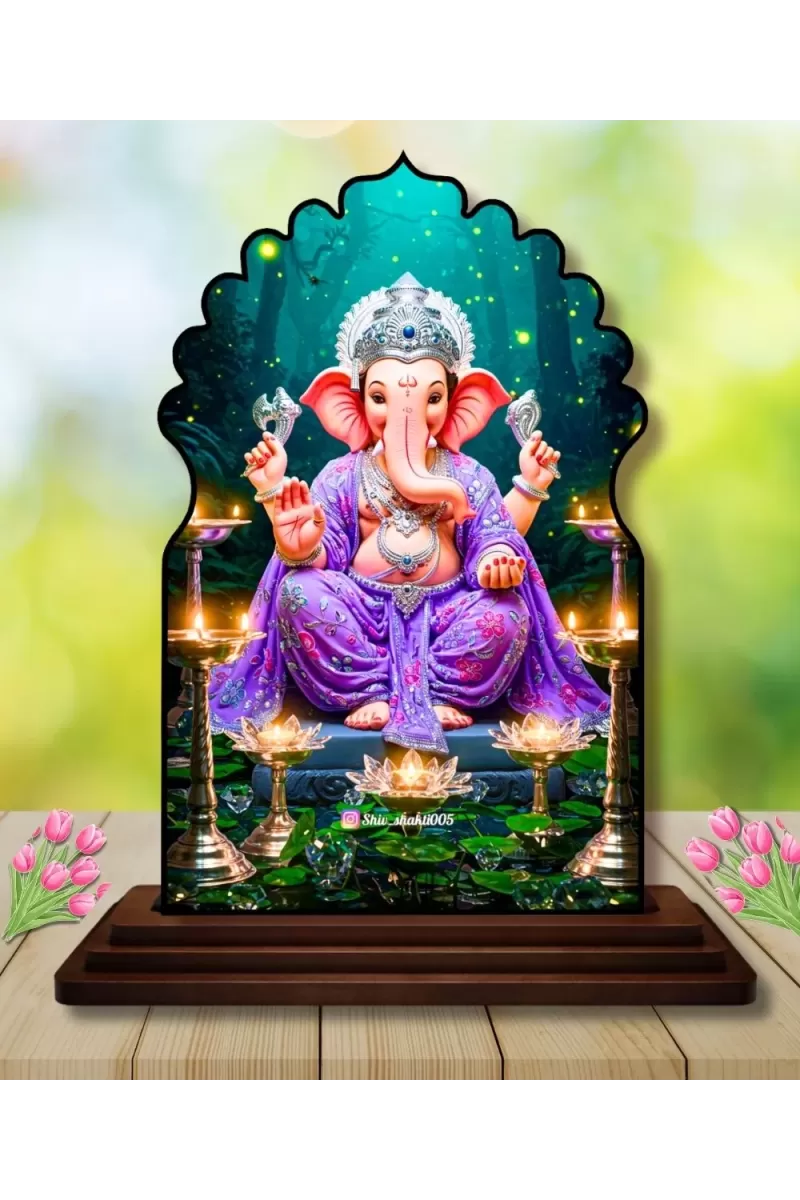 Car Dashboard/Table Top Lord Balaji Wooden Temple Photo Stand  3x4 Inches, Compact & Stylish Spiritual Display For Car, Home & Office (Pack Of 1) (F22615)