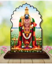 Car Dashboard/Table Top Lord Venkateshwara Wooden Temple Photo Stand  3x4 Inches, Compact & Stylish Spiritual Display For Car, Home & Office (Pack Of 1) (F22617)