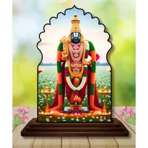 Car Dashboard/Table Top Lord Venkateshwara Wooden Temple Photo Stand 3x4 Inches, Compact & Stylish Spiritual Display For Car, Home & Office (Pack Of 1) (F22617) Car Dashboard/Table Top Lord Venkateshwara Wooden Temple Photo Stand 3x4 Inches, Compact & Stylish Spiritual Display For Car, Home & Office (Pack Of 1) (F22617)