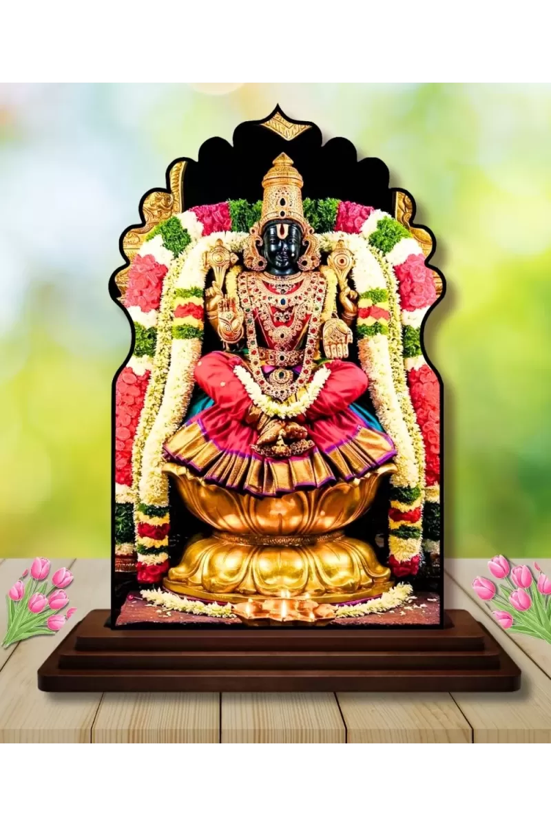 Car Dashboard/Table Top Goddess Padmavati  Wooden Temple Photo Stand  3x4 Inches, Compact & Stylish Spiritual Display For Car, Home & Office (Pack Of 1) (F22618)