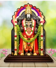 Car Dashboard/Table Top Lord Venkateswara Wooden Temple Photo Stand  3x4 Inches, Compact & Stylish Spiritual Display For Car, Home & Office (Pack Of 1) (F22619)