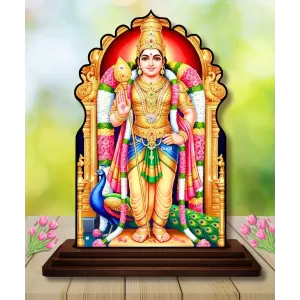 Car Dashboard/Table Top Lord Murugan Subramanya Swamy Wooden Temple Photo Stand 3x4 Inches, Compact & Stylish Spiritual Display For Car, Home & Office (Pack Of 1) (F22622) Car Dashboard/Table Top Lord Murugan Subramanya Swamy Wooden Temple Photo Stand 3x4 Inches, Compact & Stylish Spiritual Display For Car, Home & Office (Pack Of 1) (F22622)