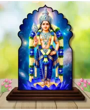 Car Dashboard/Table Top Lord Murugan Wooden Temple Photo Stand  3x4 Inches, Compact & Stylish Spiritual Display For Car, Home & Office (Pack Of 1) (F22625)