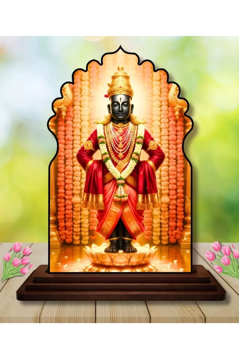 Car Dashboard/Table Top Ram Lalla Wooden Temple Photo Stand  3x4 Inches, Compact & Stylish Spiritual Display For Car, Home & Office (Pack Of 1) (F22626)