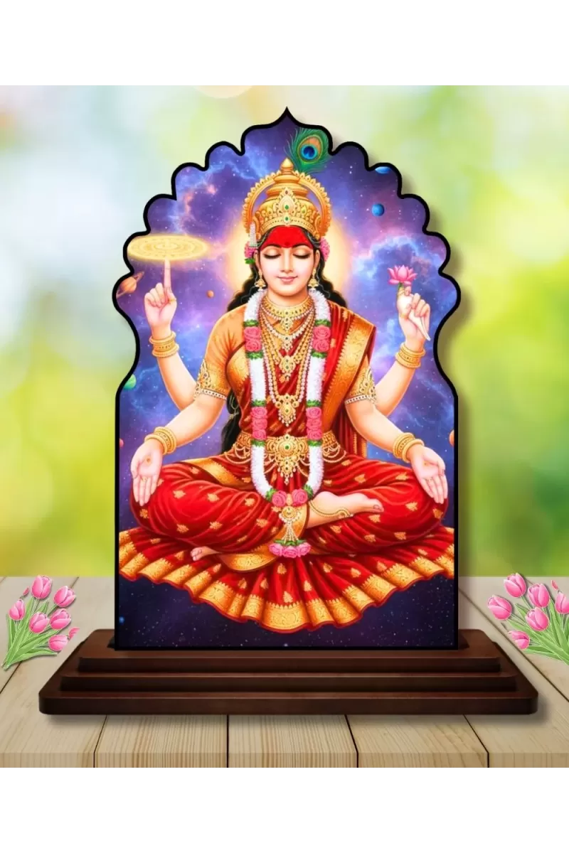 Car Dashboard/Table Top  Mahamaya Jagat Janani Maya Devi  Wooden Temple Photo Stand  3x4 Inches, Compact & Stylish Spiritual Display For Car, Home & Office (Pack Of 1) (F22628)