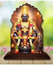 Car Dashboard/Table Top Lord Ayyappan Wooden Temple Photo Stand  3x4 Inches, Compact & Stylish Spiritual Display For Car, Home & Office (Pack Of 1) (F22629)