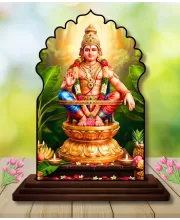 Car Dashboard/Table Top Lord Ayyappan Wooden Temple Photo Stand  3x4 Inches, Compact & Stylish Spiritual Display For Car, Home & Office (Pack Of 1) (F22630)