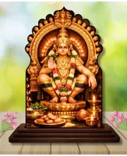 Car Dashboard/Table Top Lord Ayyappan Wooden Temple Photo Stand  3x4 Inches, Compact & Stylish Spiritual Display For Car, Home & Office (Pack Of 1) (F22631)
