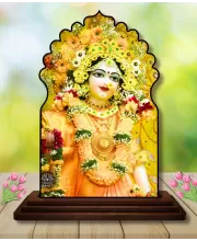 Car Dashboard/Table Top Radha Wooden Temple Photo Stand  3x4 Inches, Compact & Stylish Spiritual Display For Car, Home & Office (Pack Of 1) (F22632)