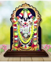 Car Dashboard/Table Top Lord Venkateshwara Wooden Temple Photo Stand  3x4 Inches, Compact & Stylish Spiritual Display For Car, Home & Office (Pack Of 1) (F22633)