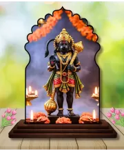 Car Dashboard/Table Top Lord Hanuman Wooden Temple Photo Stand  3x4 Inches, Compact & Stylish Spiritual Display For Car, Home & Office (Pack Of 1) (F22634)