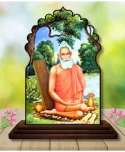Car Dashboard/Table Top Baba Lokenath Wooden Temple Photo Stand  3x4 Inches, Compact & Stylish Spiritual Display For Car, Home & Office (Pack Of 1) (F22636)