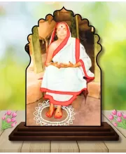 Car Dashboard/Table Top Sarada Devi Wooden Temple Photo Stand  3x4 Inches, Compact & Stylish Spiritual Display For Car, Home & Office (Pack Of 1) (F22637)