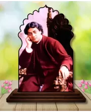Car Dashboard/Table Top Swami Vivekananda Wooden Temple Photo Stand  3x4 Inches, Compact & Stylish Spiritual Display For Car, Home & Office (Pack Of 1) (F22638)