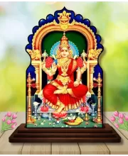 Car Dashboard/Table Top Kamakshi Amman  Wooden Temple Photo Stand  3x4 Inches, Compact & Stylish Spiritual Display For Car, Home & Office (Pack Of 1) (F22639)