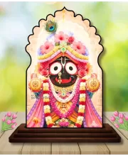 Car Dashboard/Table Top Lord Jagannath Wooden Temple Photo Stand  3x4 Inches, Compact & Stylish Spiritual Display For Car, Home & Office (Pack Of 1) (F22642)