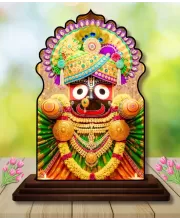 Car Dashboard/Table Top Lord Jagannath Wooden Temple Photo Stand  3x4 Inches, Compact & Stylish Spiritual Display For Car, Home & Office (Pack Of 1) (F22644)