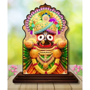 Car Dashboard/Table Top Lord Jagannath Wooden Temple Photo Stand  3x4 Inches, Compact & Stylish Spiritual Display For Car, Home & Office (Pack Of 1) (F22644)