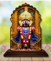 Car Dashboard/Table Top Lord Jagannath Wooden Temple Photo Stand  3x4 Inches, Compact & Stylish Spiritual Display For Car, Home & Office (Pack Of 1) (F22645)