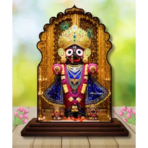 Car Dashboard/Table Top Lord Jagannath Wooden Temple Photo Stand  3x4 Inches, Compact & Stylish Spiritual Display For Car, Home & Office (Pack Of 1) (F22645)