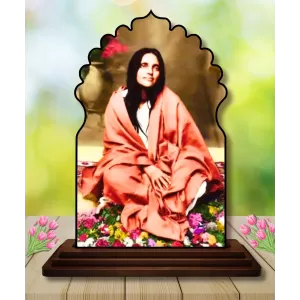 Car Dashboard/Table Top Sarada Devi Wooden Temple Photo Stand 3x4 Inches, Compact & Stylish Spiritual Display For Car, Home & Office (Pack Of 1) (F22648) Car Dashboard/Table Top Sarada Devi Wooden Temple Photo Stand 3x4 Inches, Compact & Stylish Spiritual Display For Car, Home & Office (Pack Of 1) (F22648)