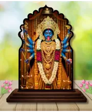 Car Dashboard/Table Top Goddess Kali Wooden Temple Photo Stand  3x4 Inches, Compact & Stylish Spiritual Display For Car, Home & Office (Pack Of 1) (F22649)