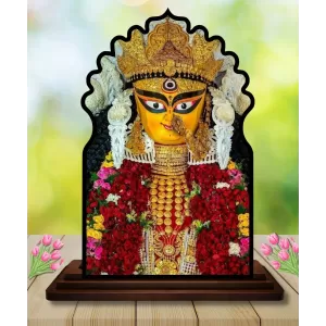 Car Dashboard/Table Top Jagaddhatri Wooden Temple Photo Stand  3x4 Inches, Compact & Stylish Spiritual Display For Car, Home & Office (Pack Of 1) (F22650)