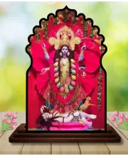 Car Dashboard/Table Top Goddess Kali Wooden Temple Photo Stand  3x4 Inches, Compact & Stylish Spiritual Display For Car, Home & Office (Pack Of 1) (F22651)