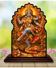 Car Dashboard/Table Top Goddess Kali Wooden Temple Photo Stand  3x4 Inches, Compact & Stylish Spiritual Display For Car, Home & Office (Pack Of 1) (F22652)