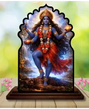 Car Dashboard/Table Top Goddess Kali Wooden Temple Photo Stand  3x4 Inches, Compact & Stylish Spiritual Display For Car, Home & Office (Pack Of 1) (F22654)