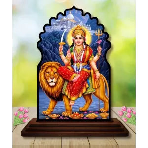Car Dashboard/Table Top Durga Maa Wooden Temple Photo Stand 3x4 Inches, Compact & Stylish Spiritual Display For Car, Home & Office (Pack Of 1) (F22655) Car Dashboard/Table Top Durga Maa Wooden Temple Photo Stand 3x4 Inches, Compact & Stylish Spiritual Display For Car, Home & Office (Pack Of 1) (F22655)