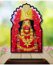 Car Dashboard/Table Top Maa Tara Wooden Temple Photo Stand  3x4 Inches, Compact & Stylish Spiritual Display For Car, Home & Office (Pack Of 1) (F22658)