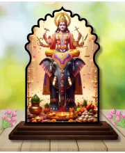 Car Dashboard/Table Top Lord Vishwakarma  Wooden Temple Photo Stand  3x4 Inches, Compact & Stylish Spiritual Display For Car, Home & Office (Pack Of 1) (F22659)