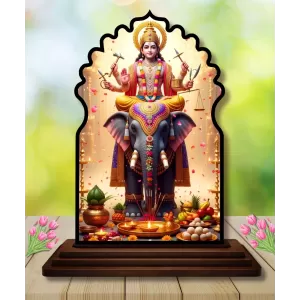 Car Dashboard/Table Top Lord Vishwakarma  Wooden Temple Photo Stand  3x4 Inches, Compact & Stylish Spiritual Display For Car, Home & Office (Pack Of 1) (F22659)