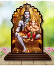 Car Dashboard/Table Top Lord Shiva Wooden Temple Photo Stand  3x4 Inches, Compact & Stylish Spiritual Display For Car, Home & Office (Pack Of 1) (F22662)
