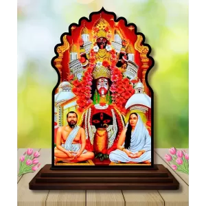 Car Dashboard/Table Top Spiritual Gurus Wooden Temple Photo Stand  3x4 Inches, Compact & Stylish Spiritual Display For Car, Home & Office (Pack Of 1) (F22664)