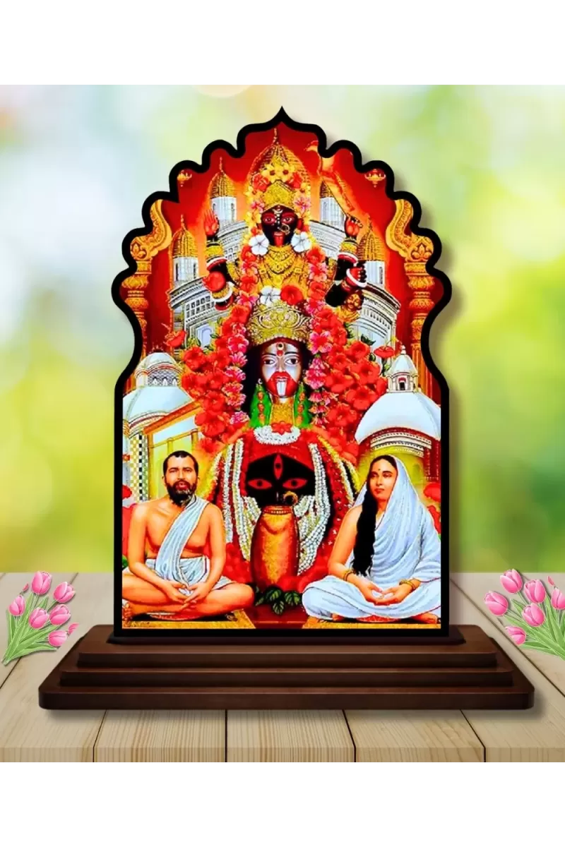 Car Dashboard/Table Top Spiritual Gurus Wooden Temple Photo Stand  3x4 Inches, Compact & Stylish Spiritual Display For Car, Home & Office (Pack Of 1) (F22664)