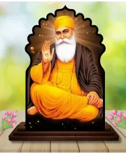 Car Dashboard/Table Top Gurunanak Wooden Temple Photo Stand  3x4 Inches, Compact & Stylish Spiritual Display For Car, Home & Office (Pack Of 1) (F22665)
