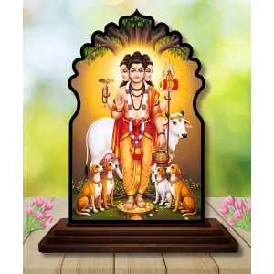 Car Dashboard/Table Top God Dattatreya Wooden Temple Photo Stand 3x4 Inches, Compact & Stylish Spiritual Display For Car, Home & Office (Pack Of 1) (F22667) Car Dashboard/Table Top God Dattatreya Wooden Temple Photo Stand 3x4 Inches, Compact & Stylish Spiritual Display For Car, Home & Office (Pack Of 1) (F22667)