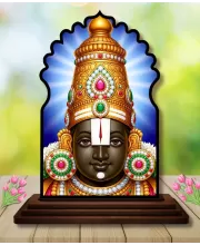 Car Dashboard/Table Top Lord Balaji Wooden Temple Photo Stand  3x4 Inches, Compact & Stylish Spiritual Display For Car, Home & Office (Pack Of 1) (F22669)