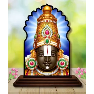 Car Dashboard/Table Top Lord Balaji Wooden Temple Photo Stand  3x4 Inches, Compact & Stylish Spiritual Display For Car, Home & Office (Pack Of 1) (F22669)