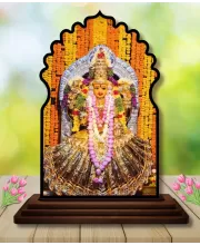Car Dashboard/Table Top  Goddess Andal Wooden Temple Photo Stand  3x4 Inches, Compact & Stylish Spiritual Display For Car, Home & Office (Pack Of 1) (F22671)