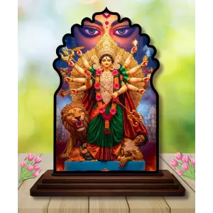 Car Dashboard/Table Top Maa Durga Wooden Temple Photo Stand 3x4 Inches, Compact & Stylish Spiritual Display For Car, Home & Office (Pack Of 1) (F22672) Car Dashboard/Table Top Maa Durga Wooden Temple Photo Stand 3x4 Inches, Compact & Stylish Spiritual Display For Car, Home & Office (Pack Of 1) (F22672)