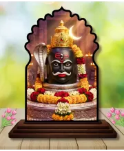 Car Dashboard/Table Top Mahakaleshwar Jyothirlingam Wooden Temple Photo Stand  3x4 Inches, Compact & Stylish Spiritual Display For Car, Home & Office (Pack Of 1) (F22675)