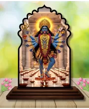 Car Dashboard/Table Top Goddess Kali Maa Wooden Temple Photo Stand  3x4 Inches, Compact & Stylish Spiritual Display For Car, Home & Office (Pack Of 1) (F22678)