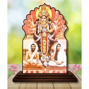 Car Dashboard/Table Top Kali Maa With Ramakrishna Paramahamsa And Sarada Devi Wooden Temple Photo Stand – 3x4 Inches, Compact & Stylish Spiritual Display For Car, Home & Office (Pack Of 1) (F22680) Car Dashboard/Table Top Kali Maa With Ramakrishna Paramahamsa And Sarada Devi Wooden Temple Photo Stand – 3x4 Inches, Compact & Stylish Spiritual Display For Car, Home & Office (Pack Of 1) (F22680)
